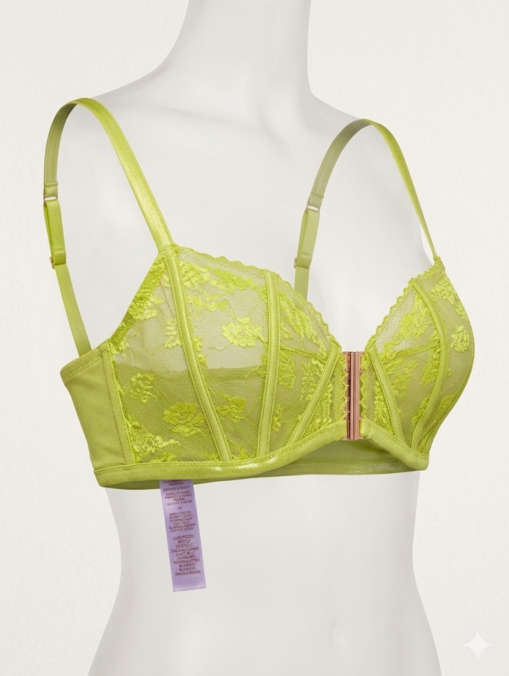 Lace Underwire Bra in Neon Green